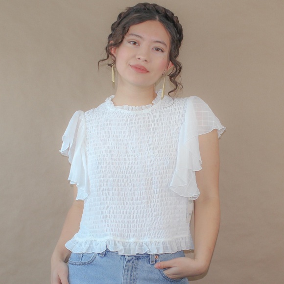 Zara Tops - (297) zara basic smocked flutter top
